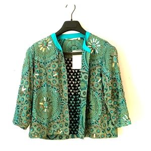 Embroidered Jacket, open front.